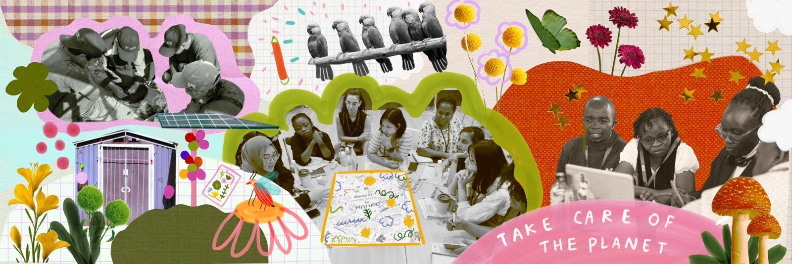 Group of young people working together.