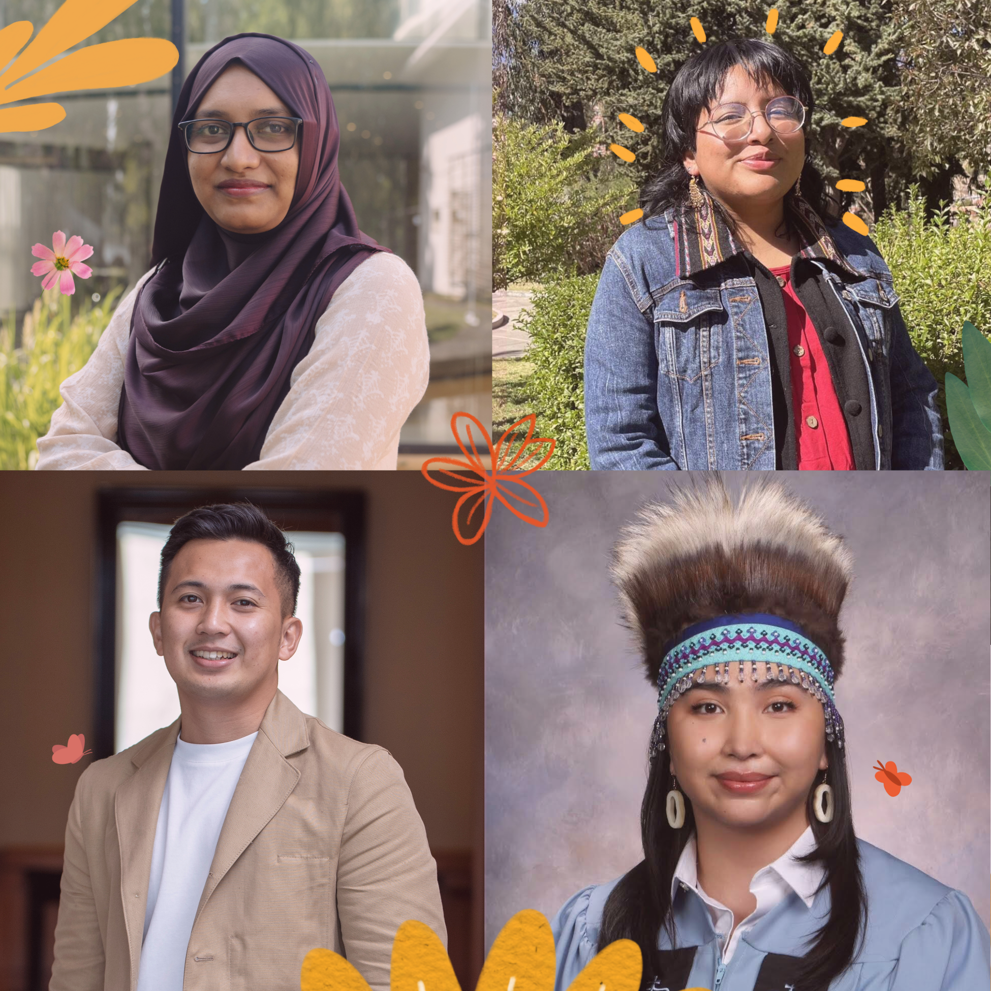 Diverse young leaders with a floral background, part of the UN Secretary-General’s Youth Advisory Group on Climate Change.